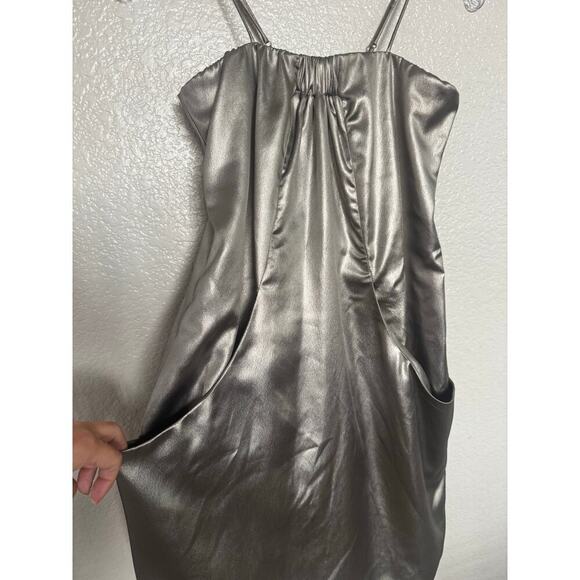 Poleci Y2K Metallic Mini Silk Dress Size 4 - Picture 2 of 7